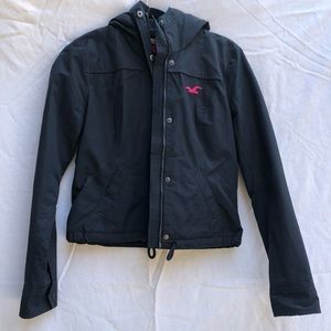 Hollister navy cropped rain jacket